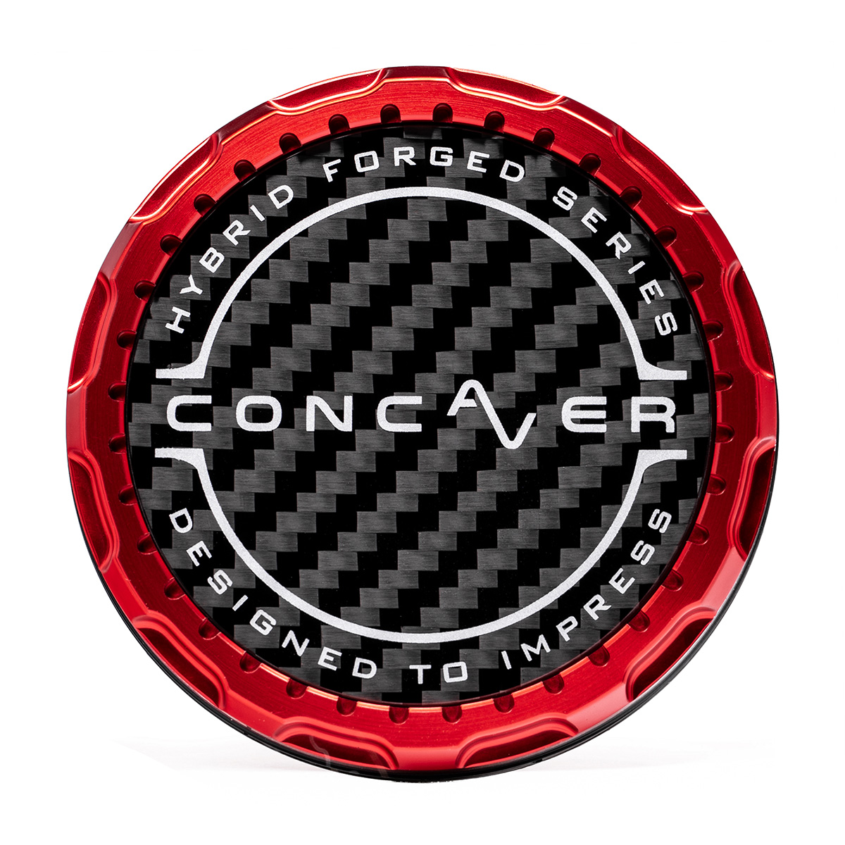 Concaver Premium Center Cap - Classic Carbon - Red Anodized